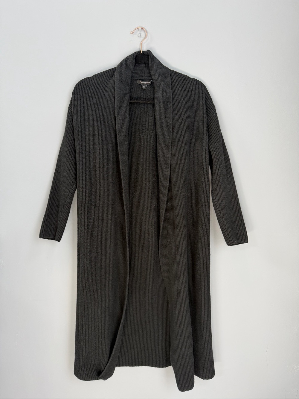 Banana Republic Black Ribbed Open Front Cardigan Sweater | Layering Sweater